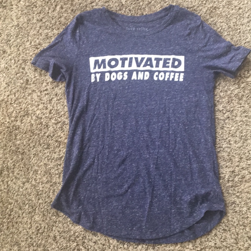 “Motivated by Dogs and Coffee” short sleeve tee